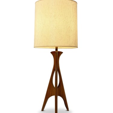 Walnut Tripod Table Lamp by Modeline, Circa 1960s - *Please ask for a shipping quote before you buy. 