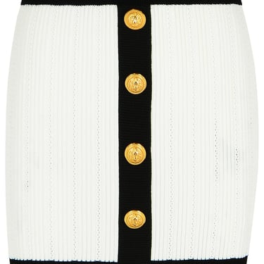 Balmain Mini Skirt In White Viscose Blend Women