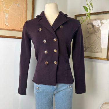 Italian 100% Cashmere Double Breasted Purple Peacoat  | Size M | Luxury Vintage Sweater | Gifts For Her | Gifts For Mom | Elegant Look 