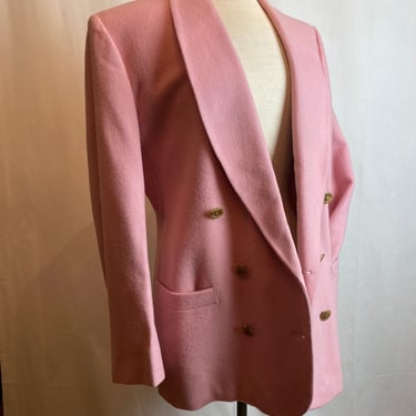Beautiful pink Camel hair blazer~ so soft rolled collar double breasted Women’s jacket pastel 1990’s vintage size LG 
