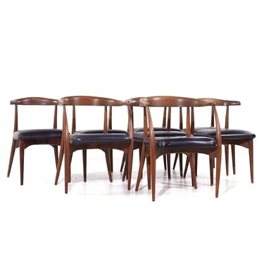 Lawrence Peabody Mid Century Walnut Dining Chairs - Set of 8 - mcm 