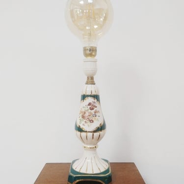 Ceramic Accent Lamp | Vintage Lamp | Floral Motifs | Beside Lamp | Table Lamp | 40s | 