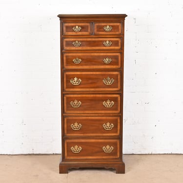 Drexel Chippendale Banded Mahogany Lingerie Chest or Semainier