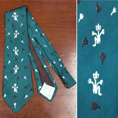 Vintage 1950’s Necktie, Figurine Print, Rockabilly Tie, Swing Tie, Vintage Necktie 