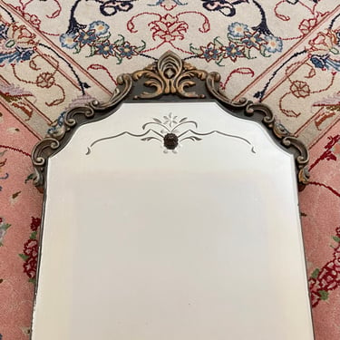 NEW - Vintage Etched Scalloped Edge Framed Wall Mirror 