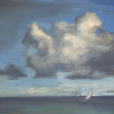 Sailboat Under Cloud-Giclee-Fine Art Reproduction Print-Archival-Boat-Original Artwork-Seascape-Ocean-Sailing-Angela Ooghe 