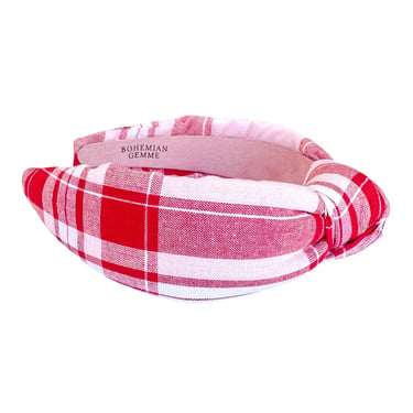 Pink & Red Plaid Knotted headband