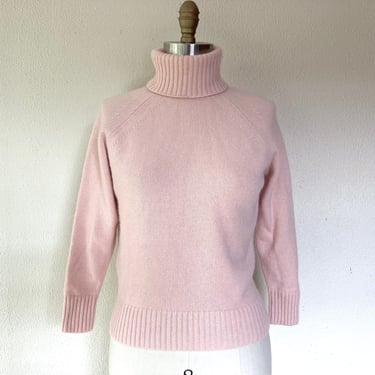 1990s Pale pink cashmere turtleneck sweater 