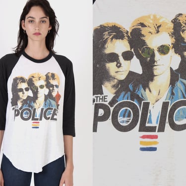 1983 The Police Band T Shirt, 3/4 Sleeve Synchroncity Texas Tour, Vintage 1984 Sting Concert Raglan Sleeve Shirt Small L 