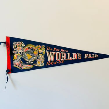 Vintage 1964 New York World's Fair Souvenir Pennant Unisphere 