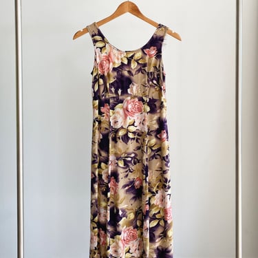 Tan &amp; Purple Floral Dress