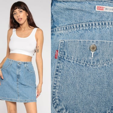 Levis Jean Skirt 90s Denim Mini Skirt Levi Strauss Dry Goods High Waisted Pencil Skirt Retro Hipster Normcore Vintage 1990s Large L 12 32 