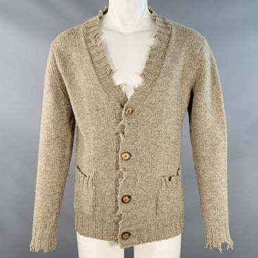 DANIELE ALESSANDRINI Size M Grey Knit Wool Distressed Cardigan