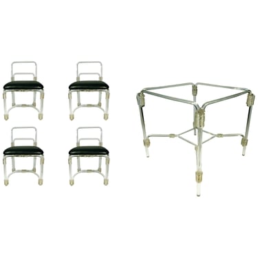 Grosfeld house Lucite Dining Table with Four Chairs, circa 1940s 