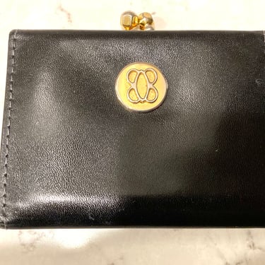 Vintage Bosca Full-Grain Coin / Dollar Black Leather Snap Closure Ladies Wallet by LeChalet