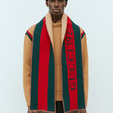 Gucci Men Web Jacquard Wool Scarf