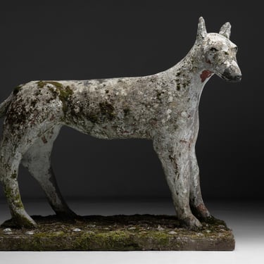 Folk Art Cement Dog