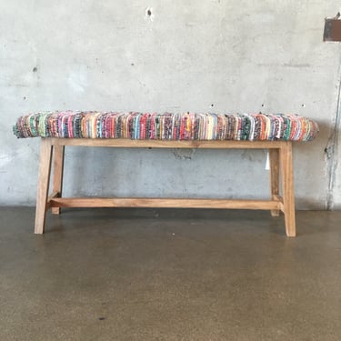 Custom Wood Rag Rug Upholstered Bench