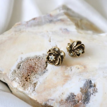 golden rhinestone stud earrings 