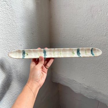 Extra Long Ceramic Striped Narrow Tray, Colorful Striped Ceramic Tray, The Object Enthusiast Ceramic Tray, Colorful Olive Tray, Snack Tray 