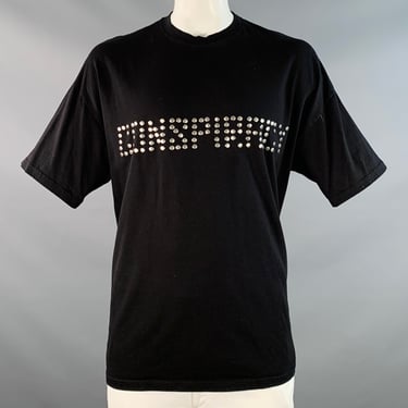 CONSPIRACY NEW YORK Size XXL Rivet Tee Black Silver Studded Cotton Crew Neck T-shirt