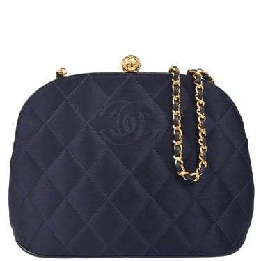 Chanel 1994-1996 Navy Satin Shoulder Bag