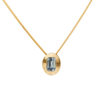 Oval Aurora Pendant with Emerald Cut Montana Sapphire — Corey Egan Trunk Show