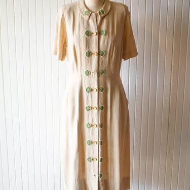 Vintage 1960s Fan Motif Sheath Dress 30&quot; W