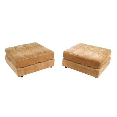 Ottomans in Mustard Yellow Velour by Roche Bobois - A Pair