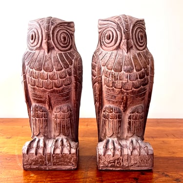Mid Century Library of Congress Owl Bookends, Art Deco Style 