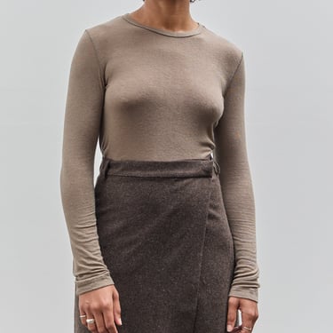 Mijeong Park Wool Tencel Crewneck Top, Light Khaki