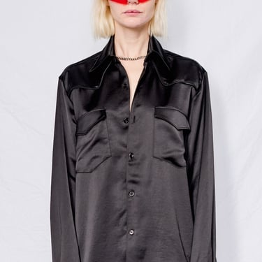 Black Satin Western Shirt