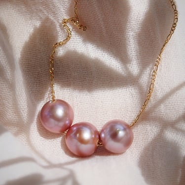 Triple Floating Pink Pearl Necklace - Lokalani 