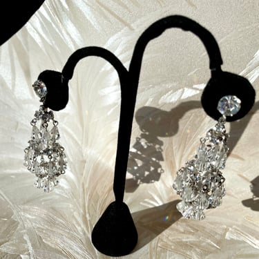 Silver Crystal Tiered Chandelier Earrings