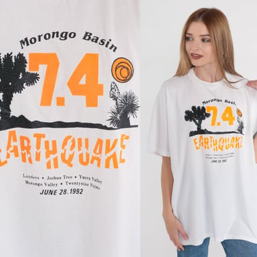 1992 Morongo Basin Earthquake Shirt 90s California T-Shirt Joshua Tree Graphic Tee Yucca Valley Landers 29 Palms Vintage 1990s Jerzees XL 