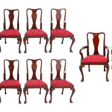 George II Style Mahogany Dining Chairs, 12