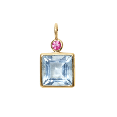 Square Charm - Pink + Sky Blue Topaz — Charm + Chain Trunk Show