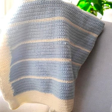 Vintage Crochet Baby Blanket  Hand made Wool Blanket Housewarming Gift Cozy Crochet Throw Lap Blanket for Couch Bed Throw Crochet Blanket 