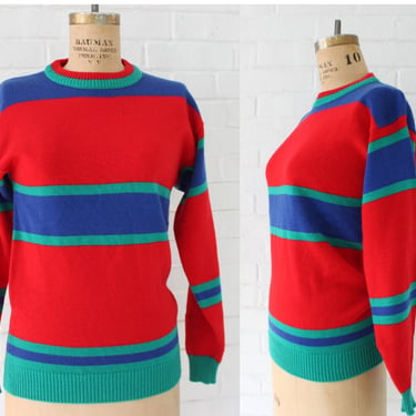 1980's Bold Striped Crew Neck Sweater 