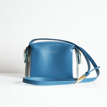 Blue and Silver Leather Crossbody