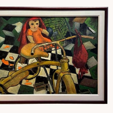 &quot; Tricycle and Doll&quot; Oil on Canvas by Edgar Kiechle