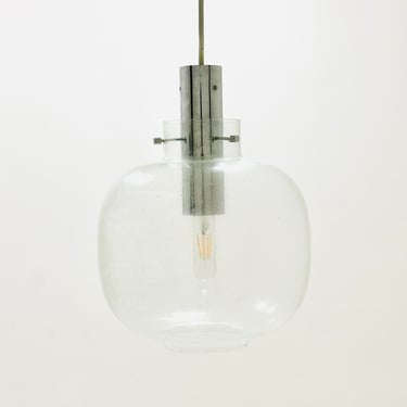 Mid century Limburg bubble Glass and Chrome Pendant, Germany 1970s 