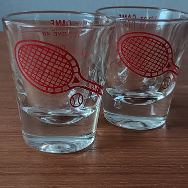 Tennis Shot Glasses Set of 2 - Vintage Gift for Tennis Lovers 