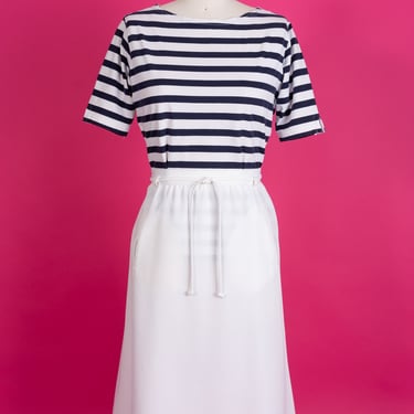 Vintage 80s White Stag Navy and White Striped T-Shirt with Cute Details 
