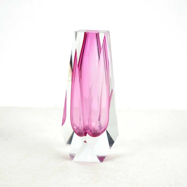 Murano Alessandro Mandruzzato block vase Sommerso overlay glass faceted cut glass vase studio glass cut 60s glass vase vintage design 