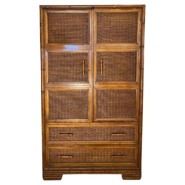 Boho Chic Faux Bamboo & Wicker Wooden Cabinet by American Of Martinsville