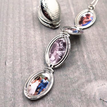 Silver Four Photo Locket, Mothers Day Gift, Family Tree Jewelry, Multi Photo Locket, Wedding Jewelry, Personalized Pendant 