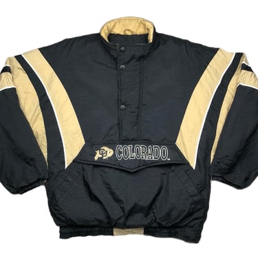 Vintage 90s Starter University of Colorado Buffaloes Embroidered Pullover Jacket Size Large 