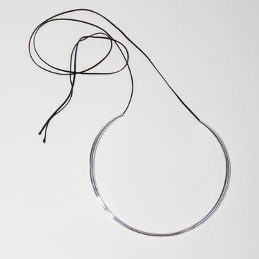 Tube Collar with String in Silver