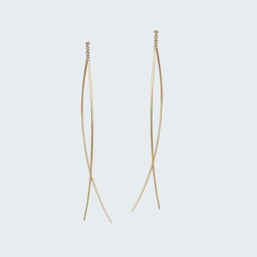 Long Gold Thread-Thru Earrings